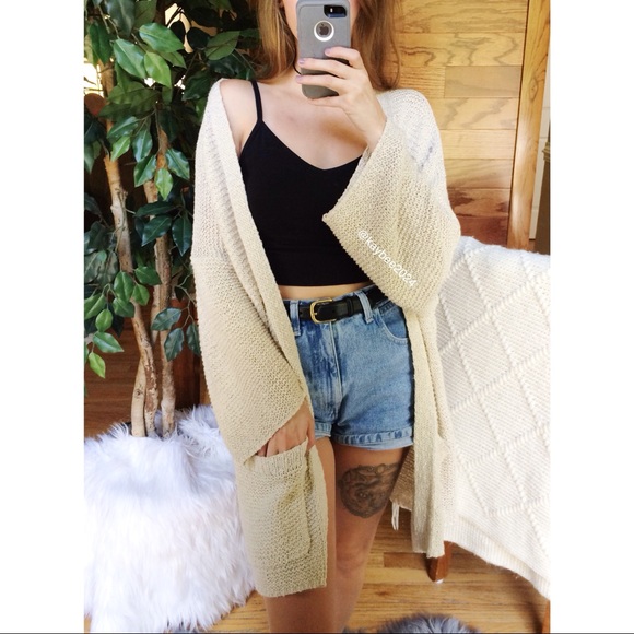 Sweaters - 🌿 Cozy Slouchy Boho Cream Knit Cardigan 🌿